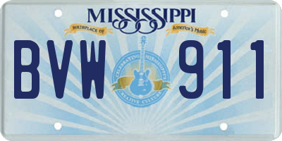 MS license plate BVW911