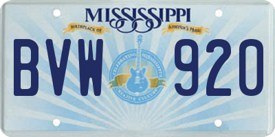 MS license plate BVW920