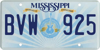MS license plate BVW925