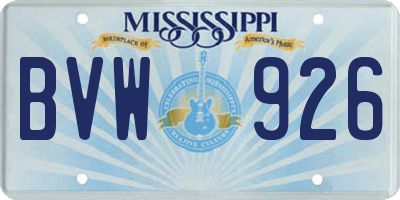 MS license plate BVW926