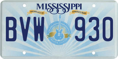 MS license plate BVW930