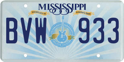 MS license plate BVW933