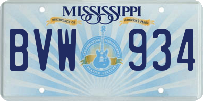 MS license plate BVW934