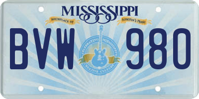 MS license plate BVW980