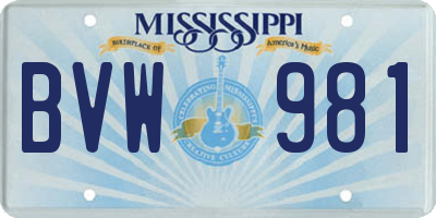 MS license plate BVW981