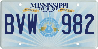 MS license plate BVW982