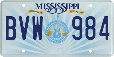 MS license plate BVW984