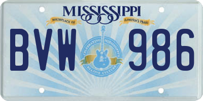 MS license plate BVW986