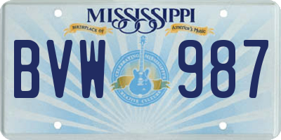 MS license plate BVW987