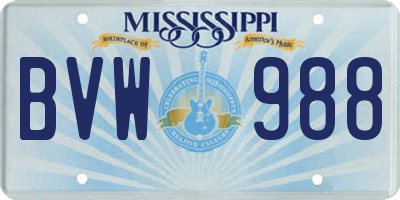 MS license plate BVW988