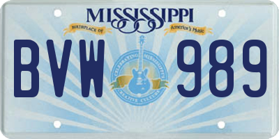 MS license plate BVW989