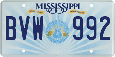 MS license plate BVW992