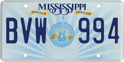 MS license plate BVW994