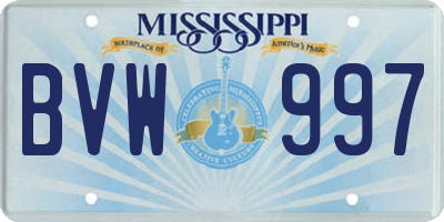 MS license plate BVW997