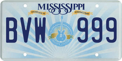 MS license plate BVW999