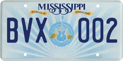 MS license plate BVX002