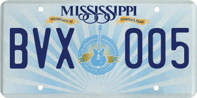 MS license plate BVX005