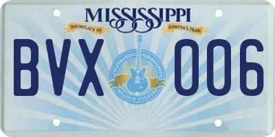 MS license plate BVX006