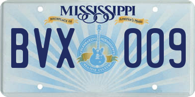 MS license plate BVX009