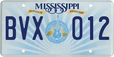 MS license plate BVX012