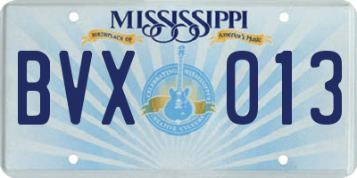MS license plate BVX013