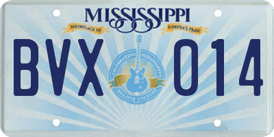 MS license plate BVX014