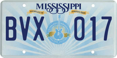 MS license plate BVX017