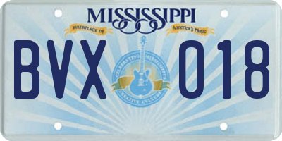 MS license plate BVX018