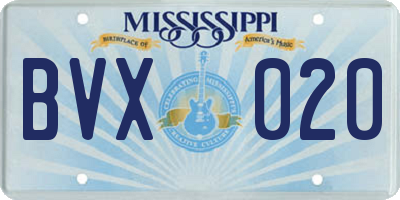 MS license plate BVX020