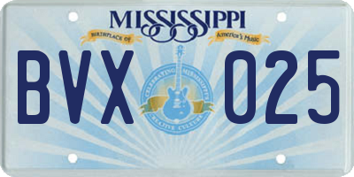 MS license plate BVX025
