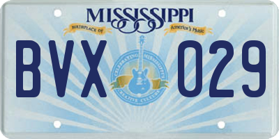 MS license plate BVX029