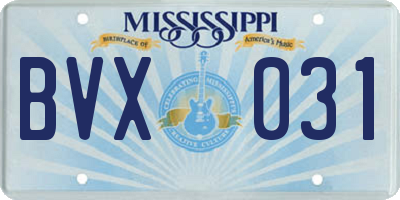 MS license plate BVX031