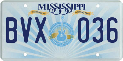 MS license plate BVX036
