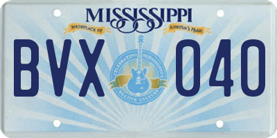 MS license plate BVX040