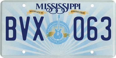 MS license plate BVX063