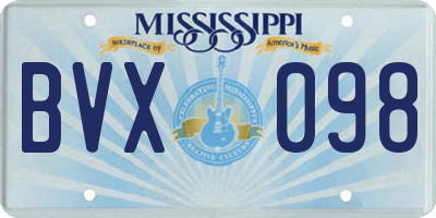 MS license plate BVX098