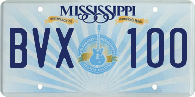 MS license plate BVX100