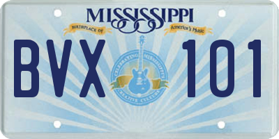 MS license plate BVX101