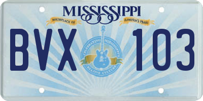 MS license plate BVX103