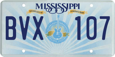 MS license plate BVX107