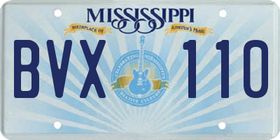 MS license plate BVX110