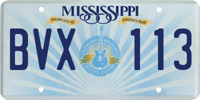 MS license plate BVX113