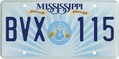 MS license plate BVX115