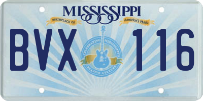 MS license plate BVX116