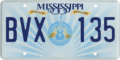 MS license plate BVX135