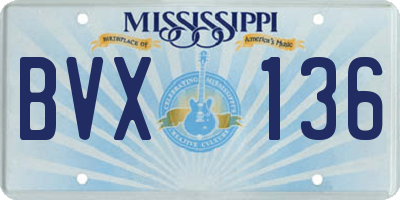 MS license plate BVX136