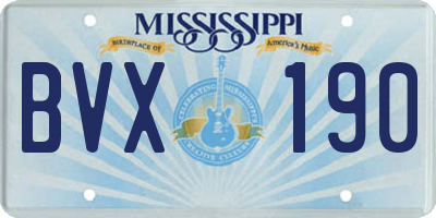 MS license plate BVX190