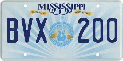 MS license plate BVX200
