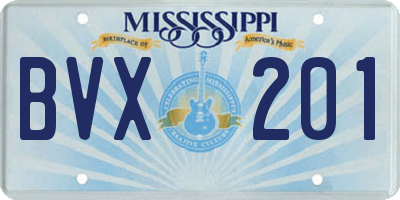 MS license plate BVX201