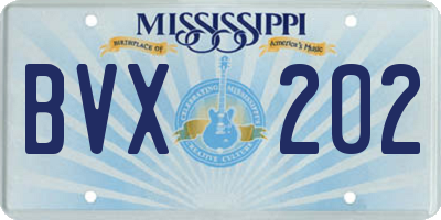 MS license plate BVX202